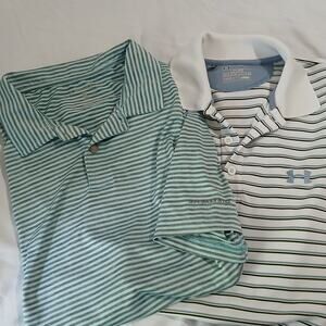 set of 2 Polo Shirts Xl/Med Short-sleeved Under Armour/GH Bass Striped easy care
